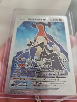 Garchomp V Silver Foil Fan Art Textured Collector Pokemon Card HP200 Sonic... - Image 5