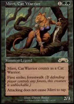 MTG Mirri, Cat Warrior, Exodus, Heavily Played, English - Image 1