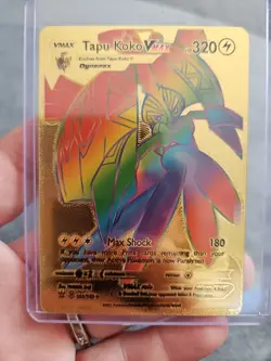 Tapu Koko Vmax Rainbow Gold Foil Fan Art Vinyl Textured Collector Pokemon Card - Image 1