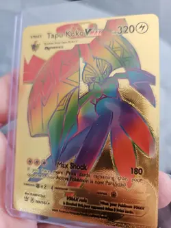 Tapu Koko Vmax Rainbow Gold Foil Fan Art Vinyl Textured Collector Pokemon Card - Image 4