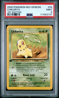 2000 POKEMON NEO GENESIS 1ST EDITION #54 CHIKORITA PSA 9 - Image 1