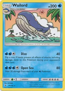 4x NM-Mint Wailord - 30/145 - Rare Pokemon Guardians Rising - Image 1