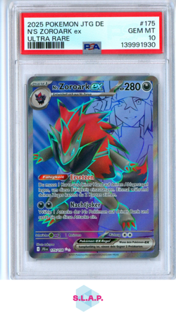 N'S ZOROARK EX ULTRA RARE POKEMON GERMAN JTG DE-JOURNEY TOGETHER 2025 175 PSA 10 - Image 1