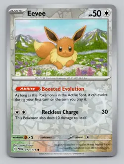 Reverse Holo Eevee 074/131 Common SV: Prismatic Evolutions Pokemon - Image 1