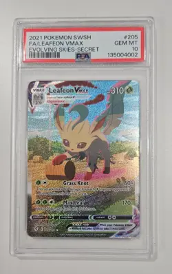 Pokemon Leafeon VMAX Alternate Art Secret 205/203 Evolving Skies Holo PSA 10 - Image 1