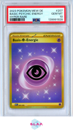 BASIC PSYCHIC ENERGY HYPER RARE POKEMON GERMAN MEW DE-151 2023 207 PSA 10 - Image 1