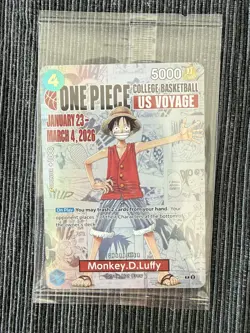 One Piece CCG Monkey D. Luffy P-055 US Voyage College Basketball Promo Sealed - Image 4
