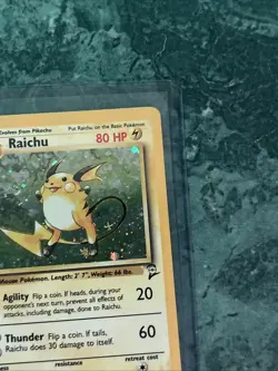 Vintage Pokemon TCG Raichu Base Set 2 Holo Unlimited Holo SWIRL Rare Card 16/130 - Image 3