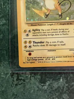 Vintage Pokemon TCG Raichu Base Set 2 Holo Unlimited Holo SWIRL Rare Card 16/130 - Image 5
