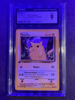 Pokemon Pikachu 1st Edition German Base Set CGC 9 Card 58/102 1999 - Image 1