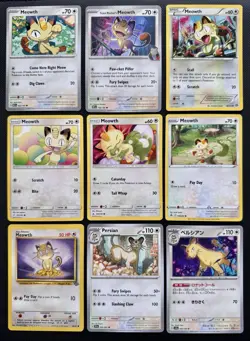 9x Meowth & Persian Pokemon Species Collection W/ Jungle Card - Image 1