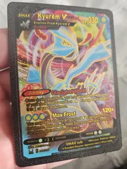 Kyurem VMax Black Foil Fan Art Textured Collector Pokemon Card HP330 049/196 - Image 4