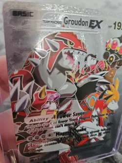Pokemon Silver Foil Fan Art Team Macmas Groudon EX Textured Collector Card - Image 3
