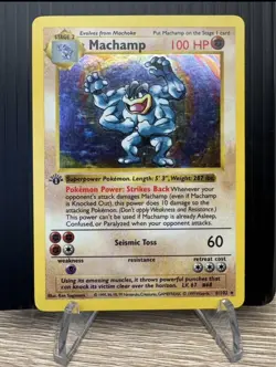 Machamp Pokemon 1999 Base Set Shadowless 1st Edition Holo Rare 8/102 LP/MP - Image 1