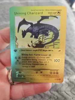 X2 Shining Charizard Gold Foil Fan Art Vinyl Textured Collector Cards X2 - Image 2
