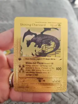 X2 Shining Charizard Gold Foil Fan Art Vinyl Textured Collector Cards X2 - Image 4