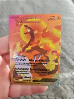 X2 Charizard Vmax Gold Foil Fan Art Vinyl Textured Collector Cards X2 Hellfire - Image 2