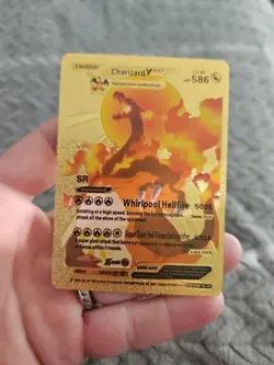 X2 Charizard Vmax Gold Foil Fan Art Vinyl Textured Collector Cards X2 Hellfire - Image 4