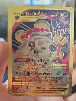 Pokemon Orbeetle VMAX Gold Foil Fan Art Vinyl Textured Collector Card Full Art - Image 1