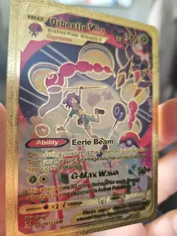 Pokemon Orbeetle VMAX Gold Foil Fan Art Vinyl Textured Collector Card Full Art - Image 2
