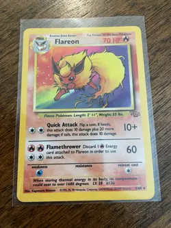 Flareon - 3/64 Jungle Unlimited Holo Rare Pokemon - LP - Image 1