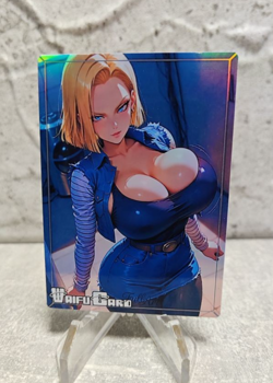 Android 18 Trading Card Waifu Goddess Story Anime Girl holo Karte Manga Full Art - Image 1