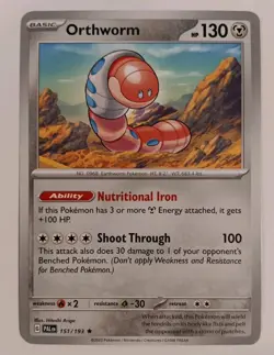 Pokemon Paldea Evolved NON Holo Rare Orthworm - 151/193 - DECK EXCLUSIVE - Image 1