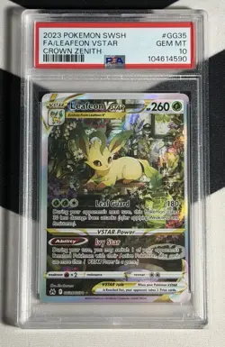 2023 POKEMON SWORD & SHIELD CROWN ZENITH #GG35 FULL ART/LEAFEON VSTAR PSA 10 - Image 1