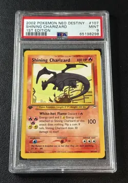 SHINING CHARIZARD PSA 9 2002 POKEMON NEO DESTINY #107 1ST EDITION MINT - Image 1