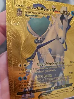 Ice Rider Calyrex Vmax Gold Foil Fan Art Textured Collector Pokemon Card 046/198 - Image 3