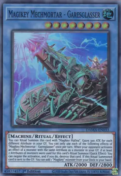 YUGIOH..MAGIKEY MECHMORTAR-GARESGLASSER..DAMA-EN033..NM/MT/NP..1ST ED.SUPER RARE - Image 1