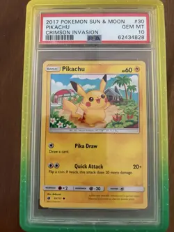 2017 Pokemon Sun & Moon Crimson Invasion #30 Pikachu PSA 10 - Image 1