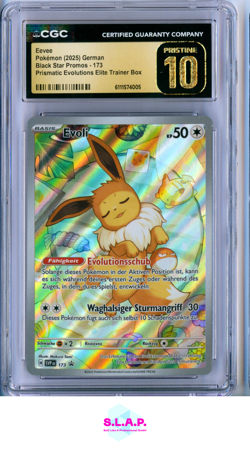 EEVEE BLCK STR PRMS SC & VI SVP DE PRISMATIC EVO ETB HOLO 173 POKEMON CGC 10 - Image 1