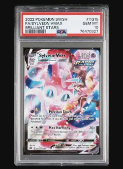 2022 Pokemon Sword & Shield Brilliant Stars #TG15 Sylveon Vmax PSA 10 - Image 3