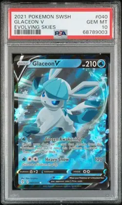 2021 Pokemon Sword & Shield Evolving Skies 040 Glaceon V PSA 10 Gem Mint POP 186 - Image 1