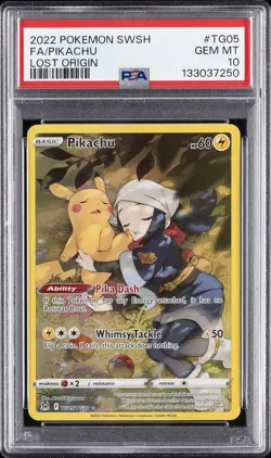 2022 POKEMON SWORD & SHIELD LOST ORIGIN #TG05 FULL ART/PIKACHU PSA 10 - Image 1