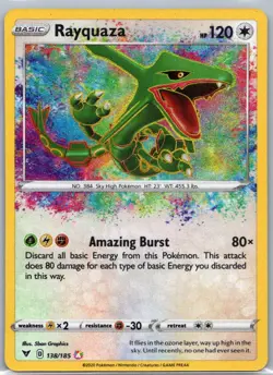 Pokemon TCG Rayquaza 138/185 Vivid Voltage Holo NM - Image 1