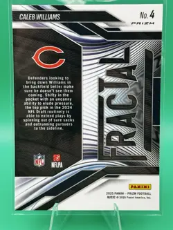 2025 Panini Prizm Caleb Williams Fractal No Huddle Silver Disco Chicago Bears - Image 2