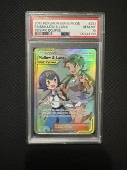 2019 Pokemon Sun & Moon Mallow & Lana Cosmic Eclipse PSA 10 Card - Image 1
