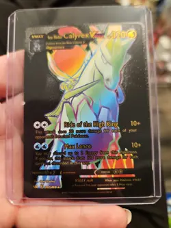Ice Rider Calyrex Vmax Rainbow BlackFoil Fan Art Textured Collector Pokemon Card - Image 1