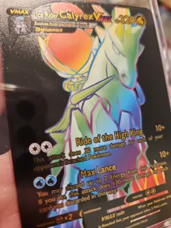 Ice Rider Calyrex Vmax Rainbow BlackFoil Fan Art Textured Collector Pokemon Card - Image 4