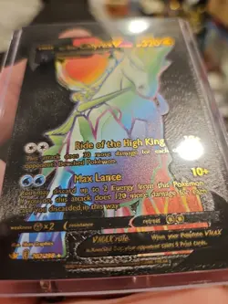 Ice Rider Calyrex Vmax Rainbow BlackFoil Fan Art Textured Collector Pokemon Card - Image 5