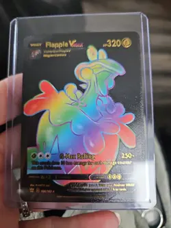 Flapple VMAX Rainbow Black Foil Fan Art Vinyl Collector Pokemon Card 164/163 - Image 1