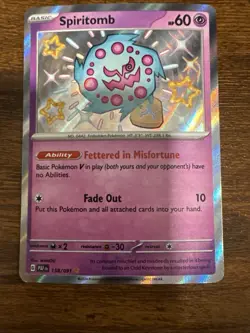 Spiritomb 158/091 Shiny Rare Paldean Fates Pokemon TCG Card NM - Image 1