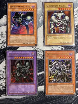 Yu-Gi-Oh! Summoned Skull SDP-021, SYE-004, DCR-073, MRD-018 Lot, 4 Cards - Image 1