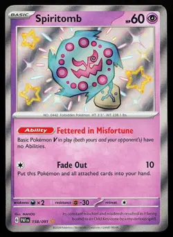 Spiritomb 158/091 Shiny Holo Paldean Fates Pokemon Card - Image 1