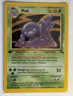 Muk 13/62 Fossil Holo NM First Edition Pokemon Card - Image 1
