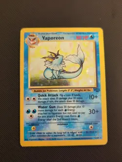 Pokemon Jungle Holo Rare Vaporeon Card 12/64 MP/HP Vintage - Image 1