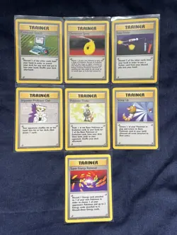 Pokemon TCG Base Set Rare Trainer Card Bundle 7 X WOTC Cards - Image 1