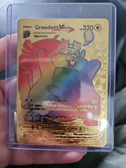 Greedent Vmax Rainbow Gold Foil Fan Art Vinyl 272/264 Collector Pokemom Card - Image 1